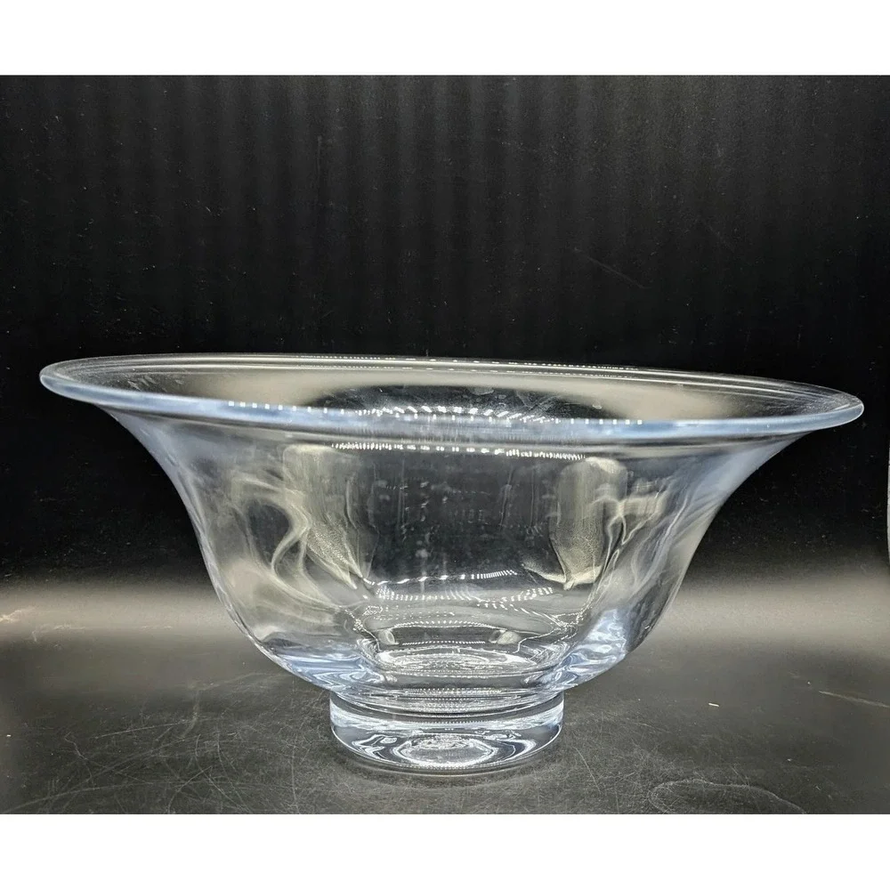 Simon‎ Pearce Clear Glass Centerpiece Console Bowl Pedestal Base 13